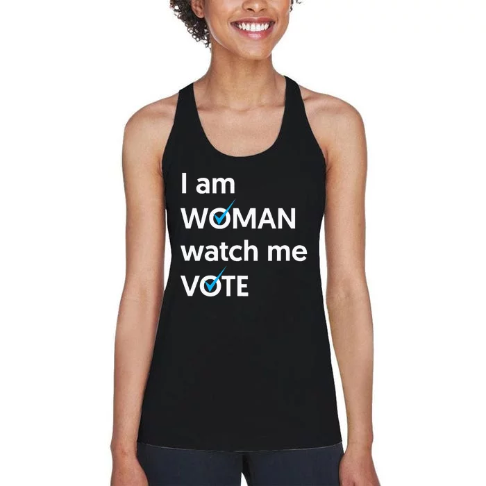 I Am Woman Watch Me Vote 2024 Blue Wave Vote Women's Racerback Tank