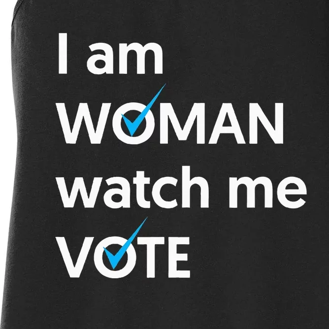 I Am Woman Watch Me Vote 2024 Blue Wave Vote Women's Racerback Tank