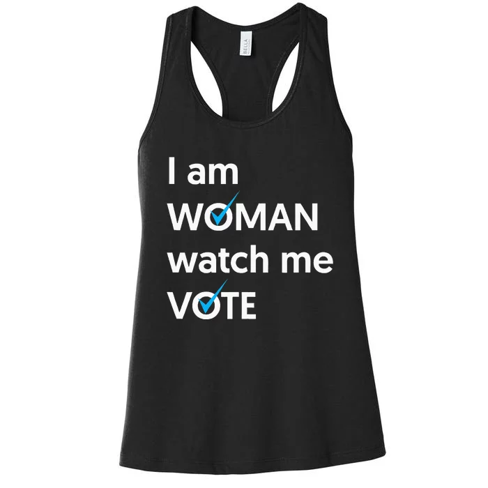 I Am Woman Watch Me Vote 2024 Blue Wave Vote Women's Racerback Tank