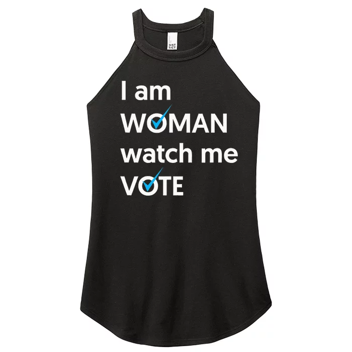 I Am Woman Watch Me Vote 2024 Blue Wave Vote Women’s Perfect Tri Rocker Tank