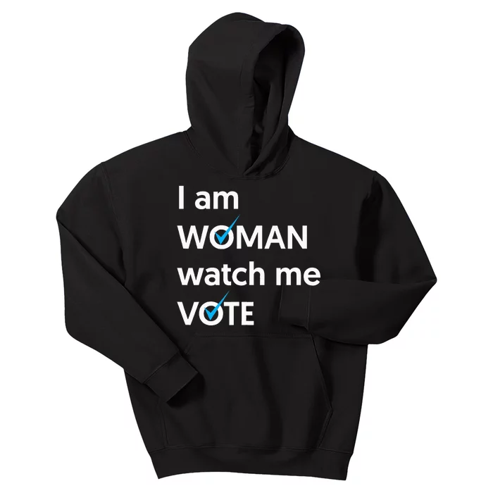 I Am Woman Watch Me Vote 2024 Blue Wave Vote Kids Hoodie