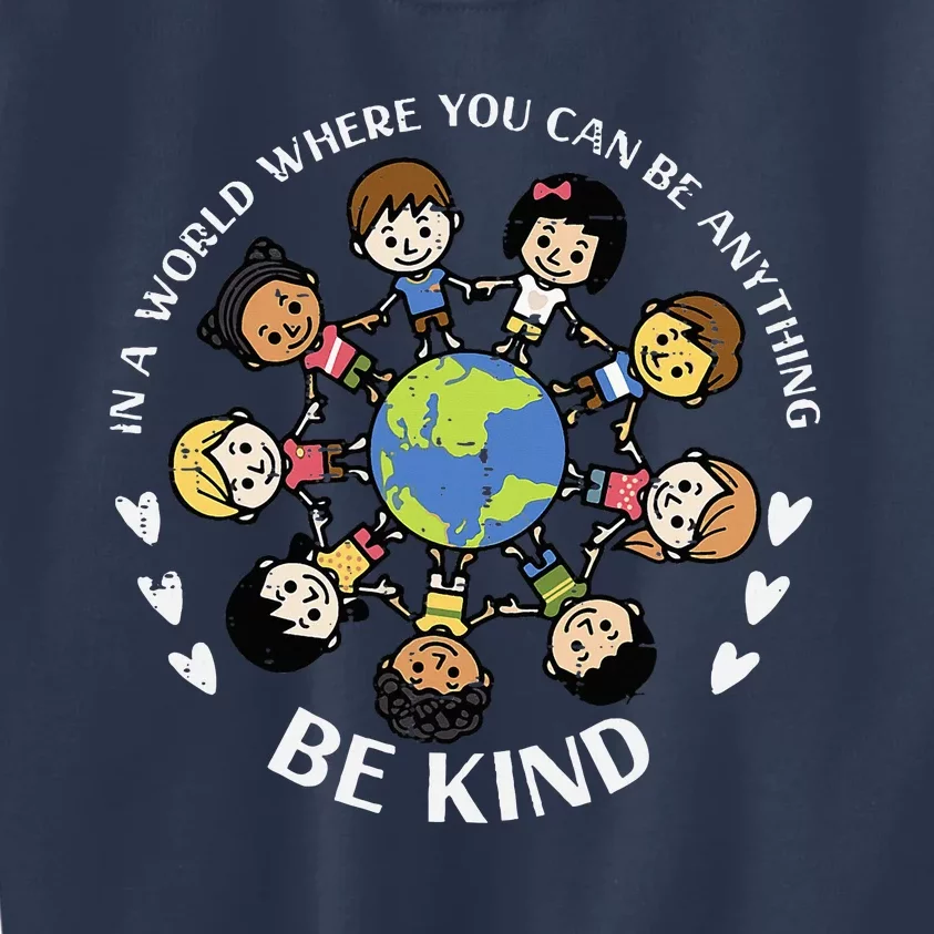 In A World Be Kind Earth Anti Bullying Unity Day Orange Kids Sweatshirt