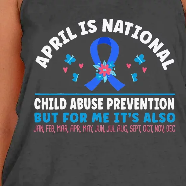 In April We Wear Blue Child Abuse Prevention awareness Heart Women's Knotted Racerback Tank