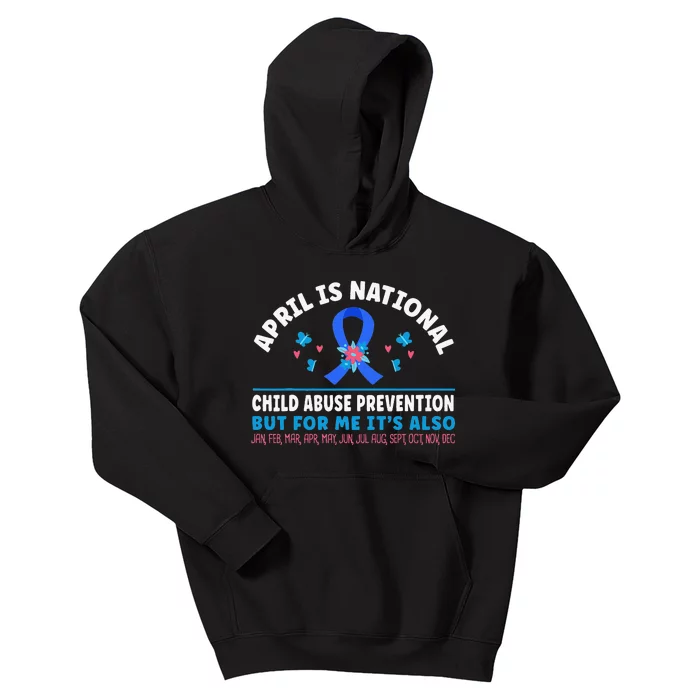 In April We Wear Blue Child Abuse Prevention awareness Heart Kids Hoodie