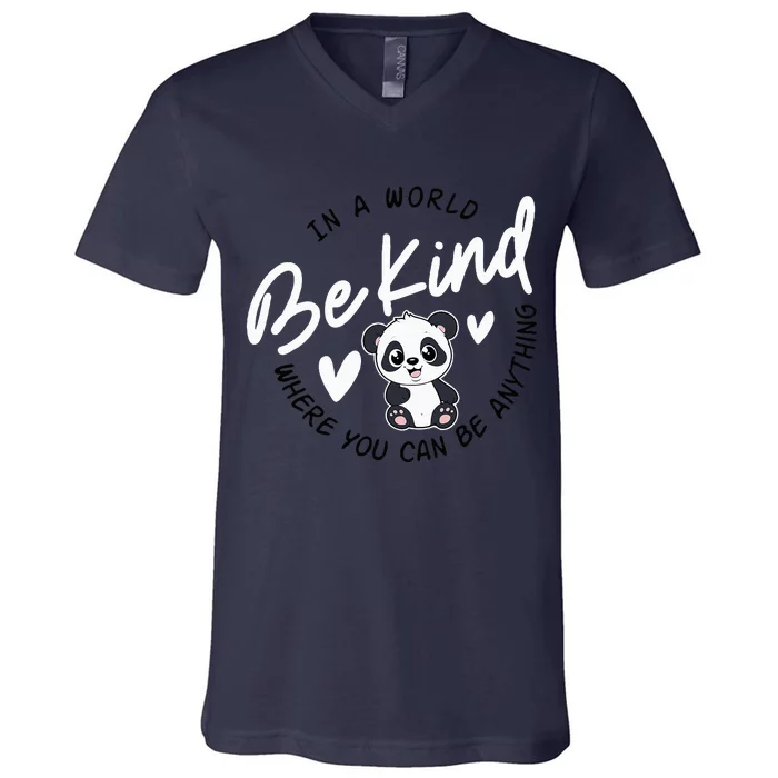 In A World Be Kind Panda Anti Bullying Unity Day Orange V-Neck T-Shirt