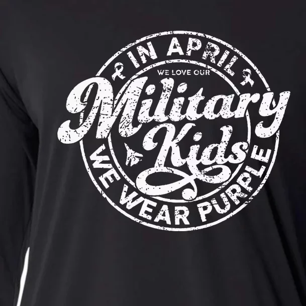 In April We Wear Purple Military Child Month Military Cooling Performance Long Sleeve Crew