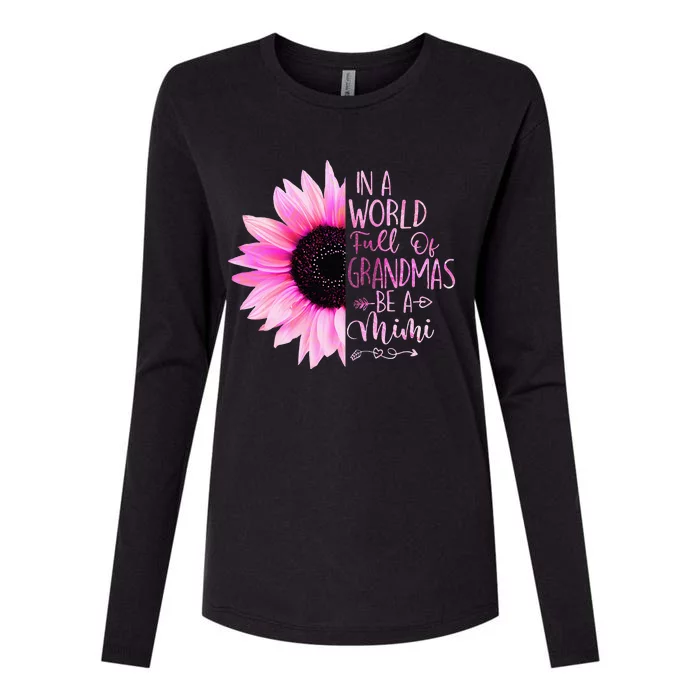 In A World Full Of Grandmas Be A Mimi Sunflower Womens Cotton Relaxed Long Sleeve T-Shirt