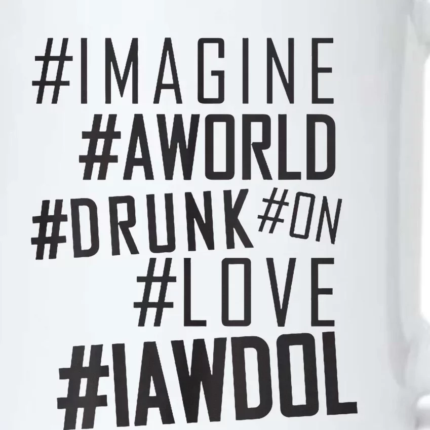 Imagine A World Drunk On Love Black And White Premium Black Color Changing Mug