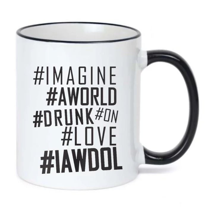 Imagine A World Drunk On Love Black And White Premium Black Color Changing Mug