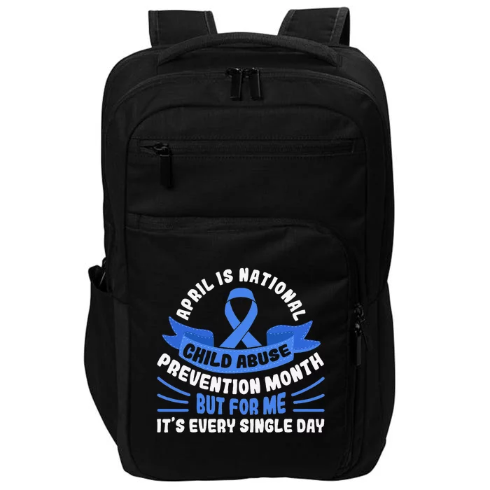 In April We Wear Blue Child Abuse Prevention Awareness T rex Impact Tech Backpack