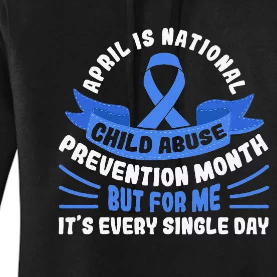 In April We Wear Blue Child Abuse Prevention Awareness T rex Women's Pullover Hoodie