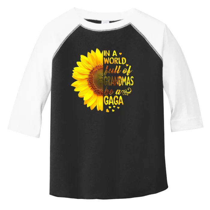 In A World Full Of Grandmas Be Gaga Sunflower Toddler Fine Jersey T-Shirt