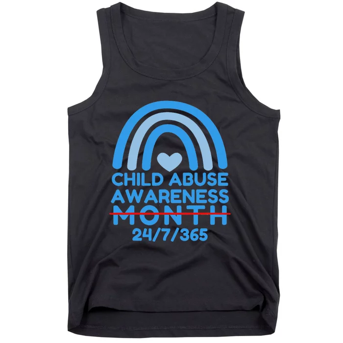 In April We Wear Blue Cool Child Abuse Prevention Awareness (2) Tank Top