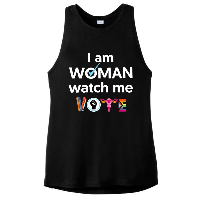 I Am Woman Watch Me Vote Ladies Tri-Blend Wicking Tank