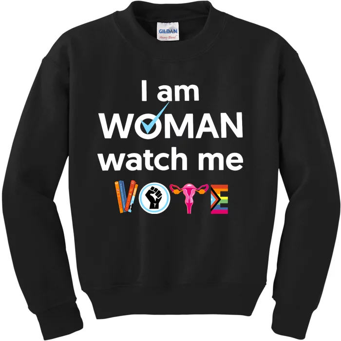 I Am Woman Watch Me Vote Kids Sweatshirt