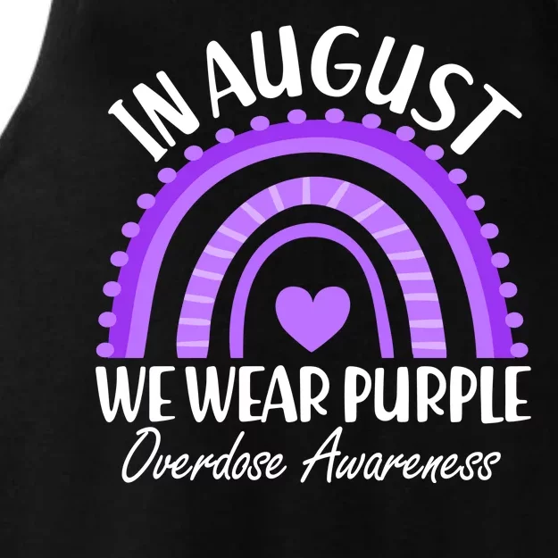 In August We Wear Purple Overdose Awareness Purple Rainbow Ladies Tri-Blend Wicking Tank