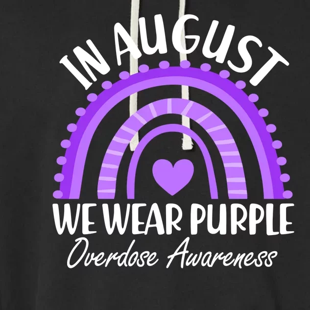 In August We Wear Purple Overdose Awareness Purple Rainbow Garment-Dyed Fleece Hoodie