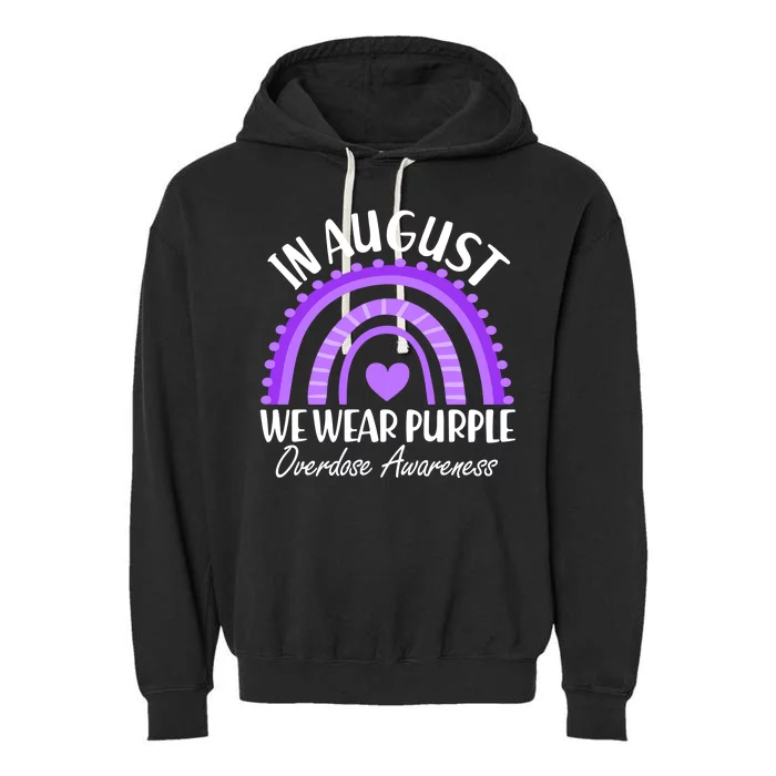 In August We Wear Purple Overdose Awareness Purple Rainbow Garment-Dyed Fleece Hoodie