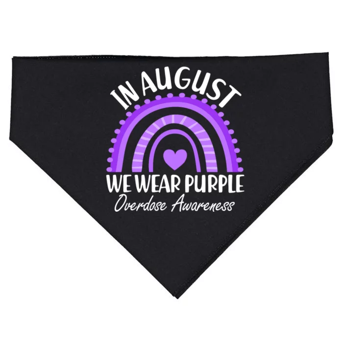 In August We Wear Purple Overdose Awareness Purple Rainbow USA-Made Doggie Bandana