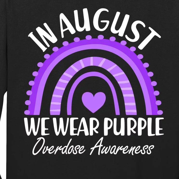 In August We Wear Purple Overdose Awareness Purple Rainbow Long Sleeve Shirt