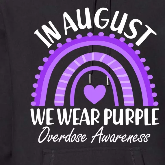 In August We Wear Purple Overdose Awareness Purple Rainbow Premium Hoodie