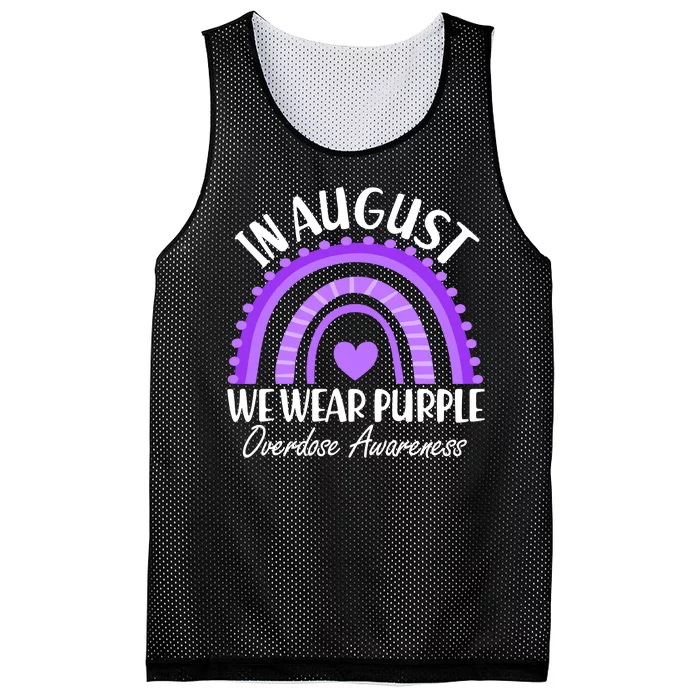 In August We Wear Purple Overdose Awareness Purple Rainbow Mesh Reversible Basketball Jersey Tank