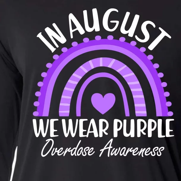 In August We Wear Purple Overdose Awareness Purple Rainbow Cooling Performance Long Sleeve Crew