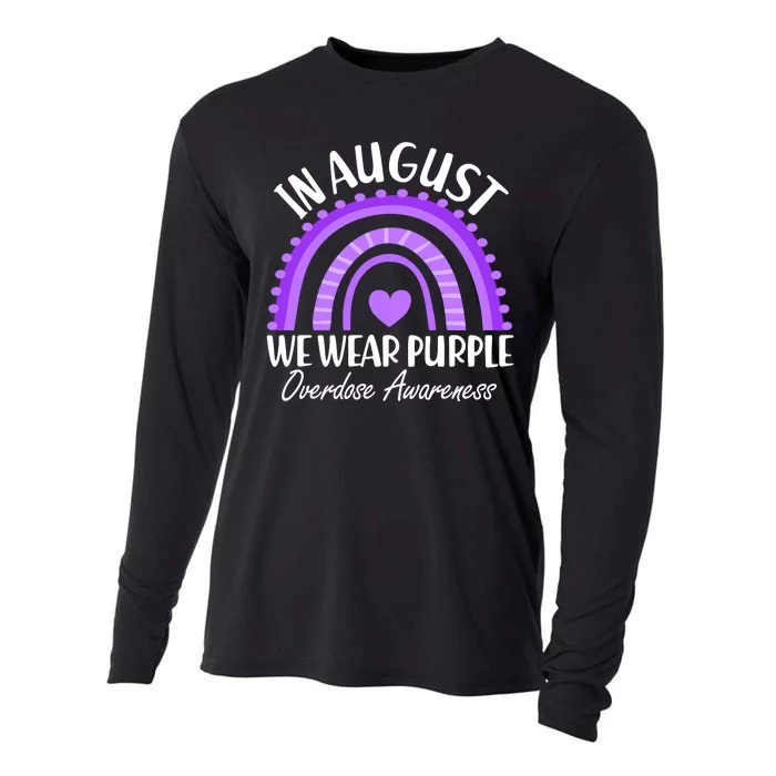 In August We Wear Purple Overdose Awareness Purple Rainbow Cooling Performance Long Sleeve Crew