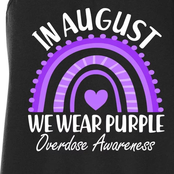 In August We Wear Purple Overdose Awareness Purple Rainbow Women's Racerback Tank