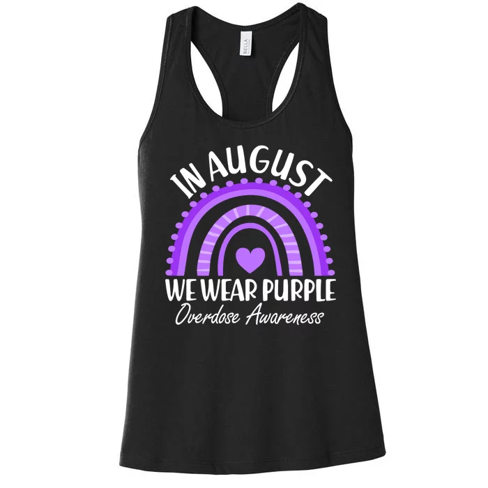 In August We Wear Purple Overdose Awareness Purple Rainbow Women's Racerback Tank