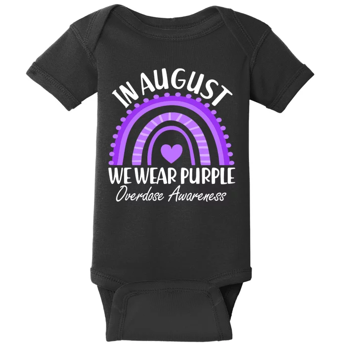 In August We Wear Purple Overdose Awareness Purple Rainbow Baby Bodysuit