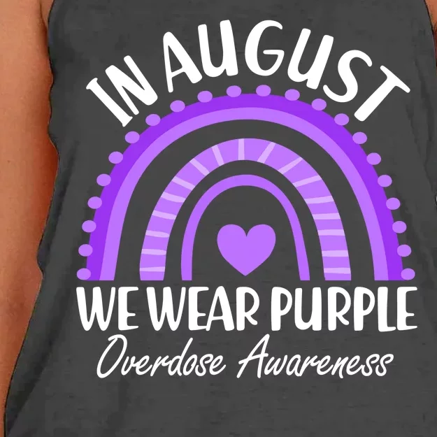 In August We Wear Purple Overdose Awareness Purple Rainbow Women's Knotted Racerback Tank