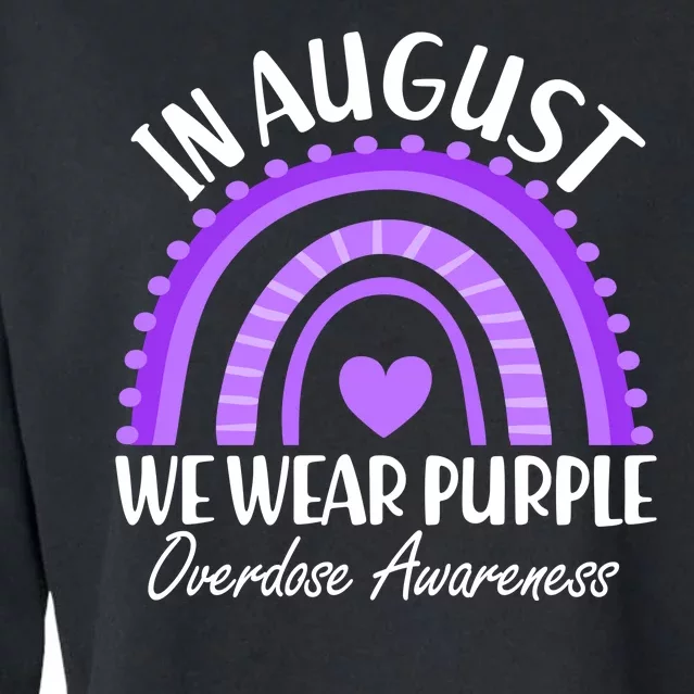 In August We Wear Purple Overdose Awareness Purple Rainbow Cropped Pullover Crew