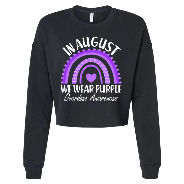 In August We Wear Purple Overdose Awareness Purple Rainbow Cropped Pullover Crew