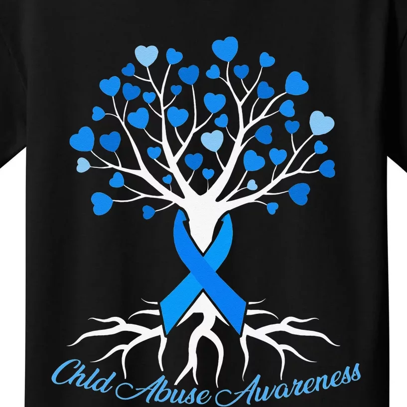 In April We Wear Blue Pinwheel Child Abuse Prevention Month Kids T-Shirt