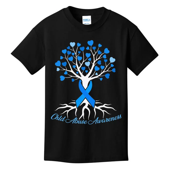 In April We Wear Blue Pinwheel Child Abuse Prevention Month Kids T-Shirt