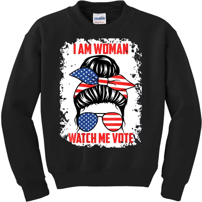 I Am Woman Watch Me Vote Kids Sweatshirt