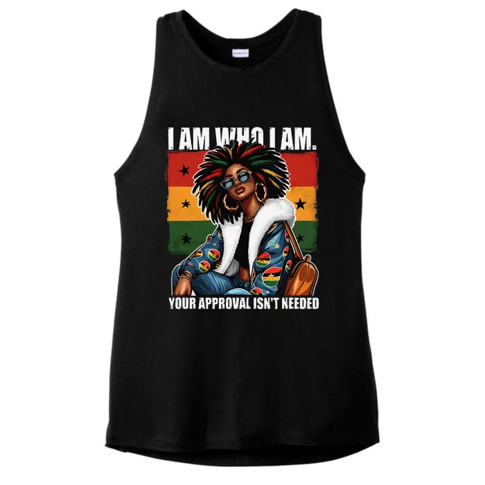 I Am Who I Am Your Approval IsnT Needed Black Girl Woman Ladies Tri-Blend Wicking Tank