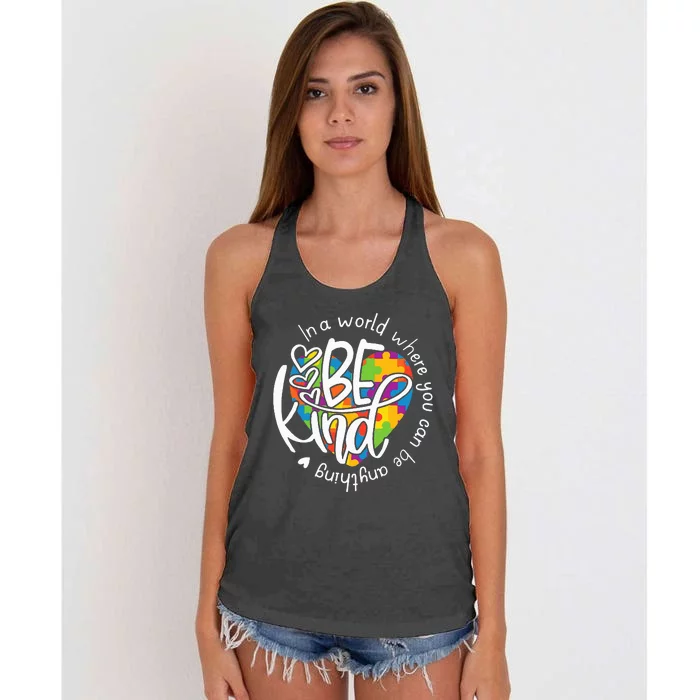 In A World Where You Can Be Anything Be Kind Kindness Women's Knotted Racerback Tank