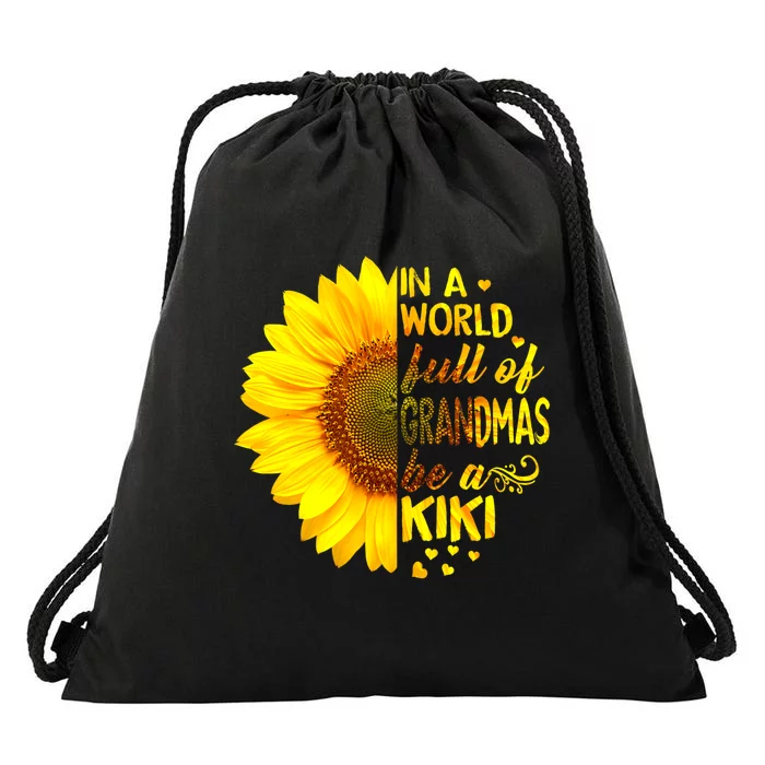 In A World Full Of Grandmas Be Kiki Sunflower Drawstring Bag