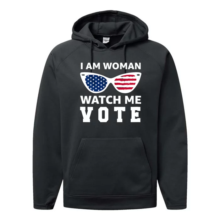 I Am Woman Watch Me Vote Performance Fleece Hoodie