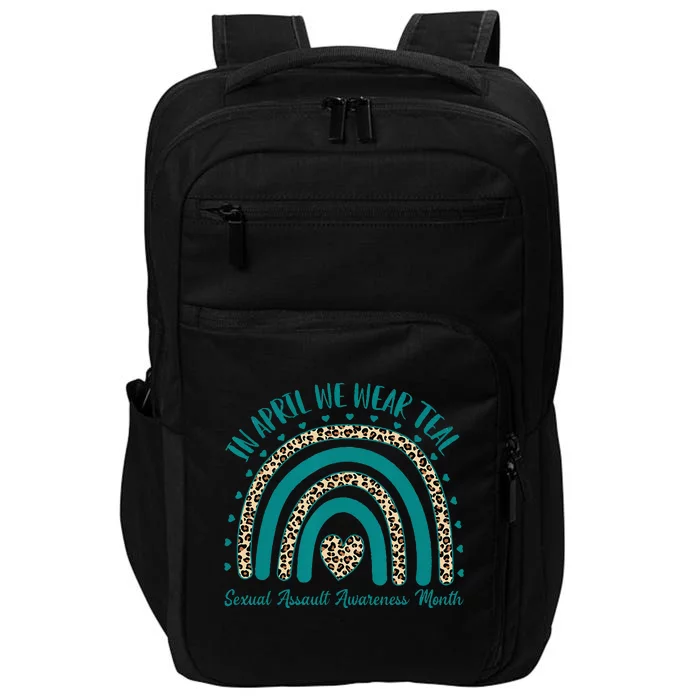 In April We Wear Teal Cool Sexual Assault Awareness Month Impact Tech Backpack