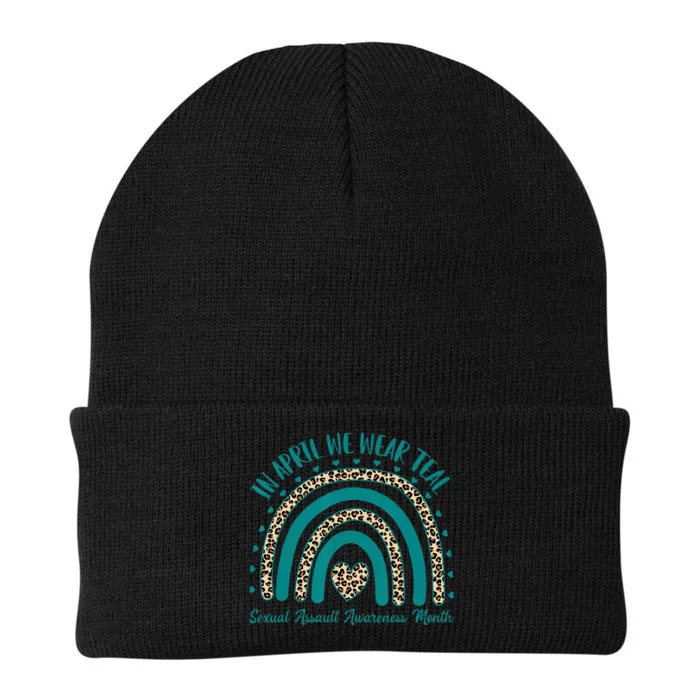 In April We Wear Teal Cool Sexual Assault Awareness Month Knit Cap Winter Beanie