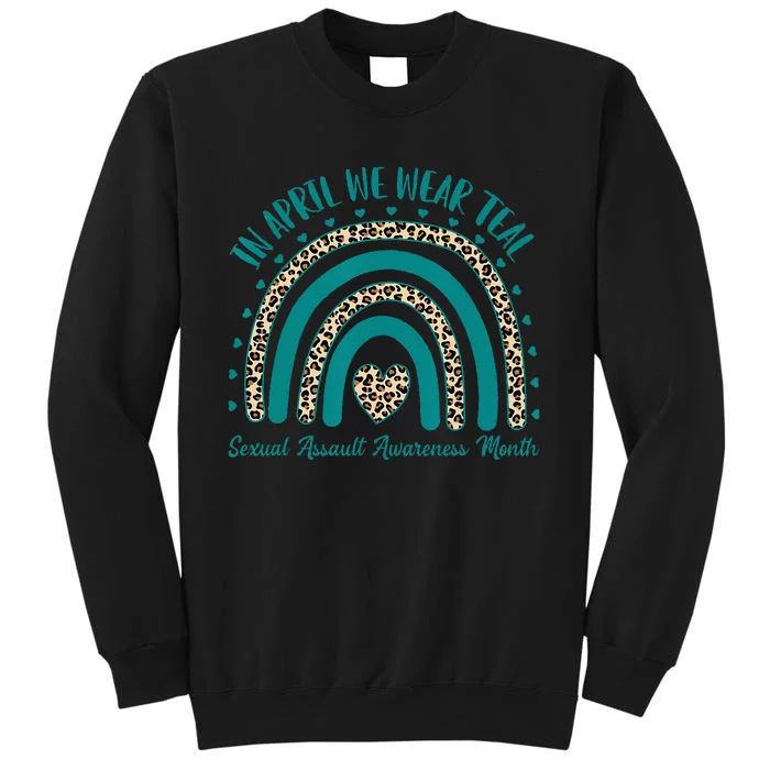 In April We Wear Teal Cool Sexual Assault Awareness Month Tall Sweatshirt