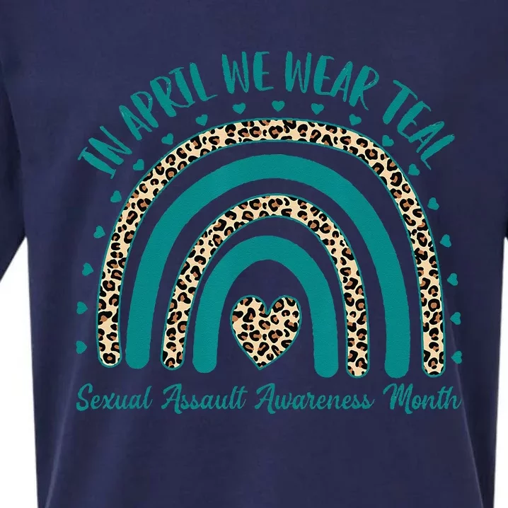 In April We Wear Teal Cool Sexual Assault Awareness Month Sueded Cloud Jersey T-Shirt