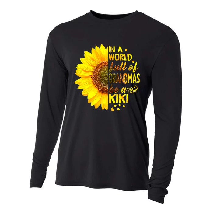 In A World Full Of Grandmas Be Kiki Sunflower Mothers Day Cooling Performance Long Sleeve Crew