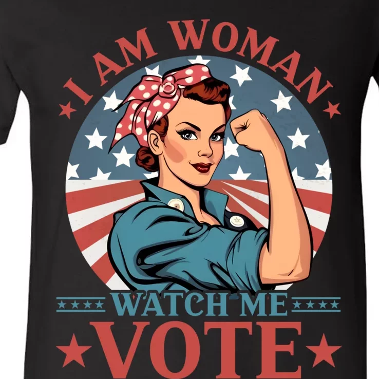 I Am Woman Watch Me Vote V-Neck T-Shirt