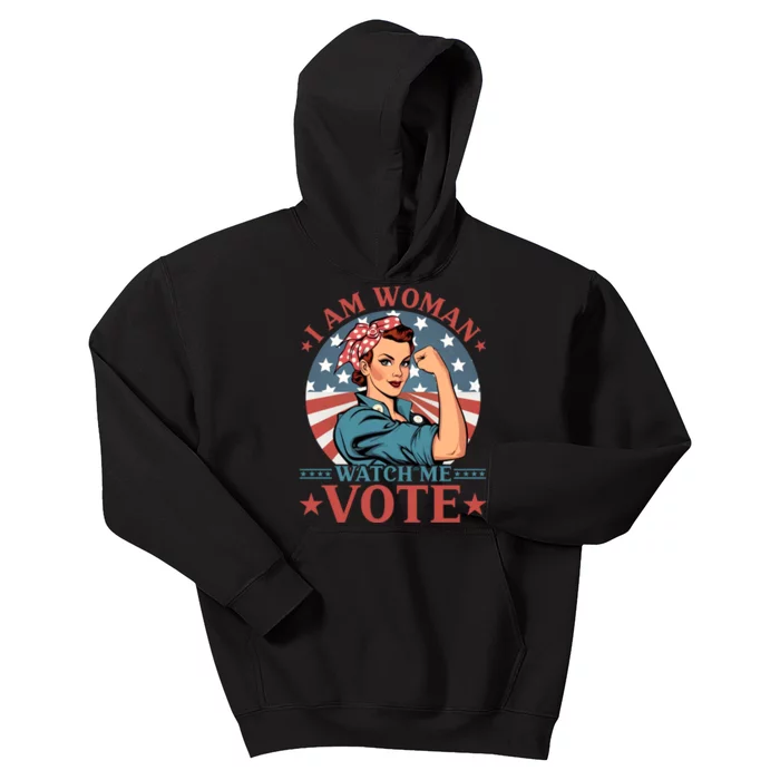 I Am Woman Watch Me Vote Kids Hoodie