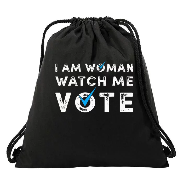 I Am Woman Watch Me Vote Vintage Drawstring Bag