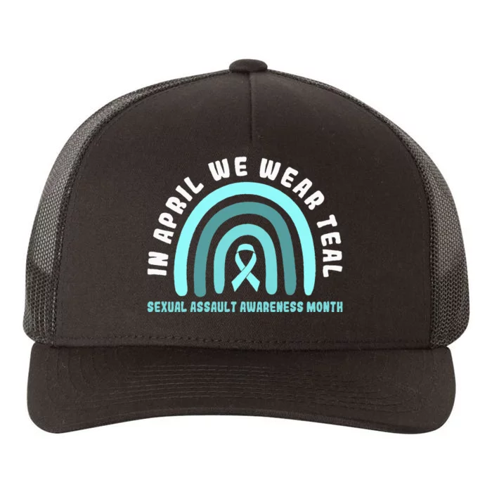 In April We Wear Teal Sexual Assault Awareness Month Yupoong Adult 5-Panel Trucker Hat